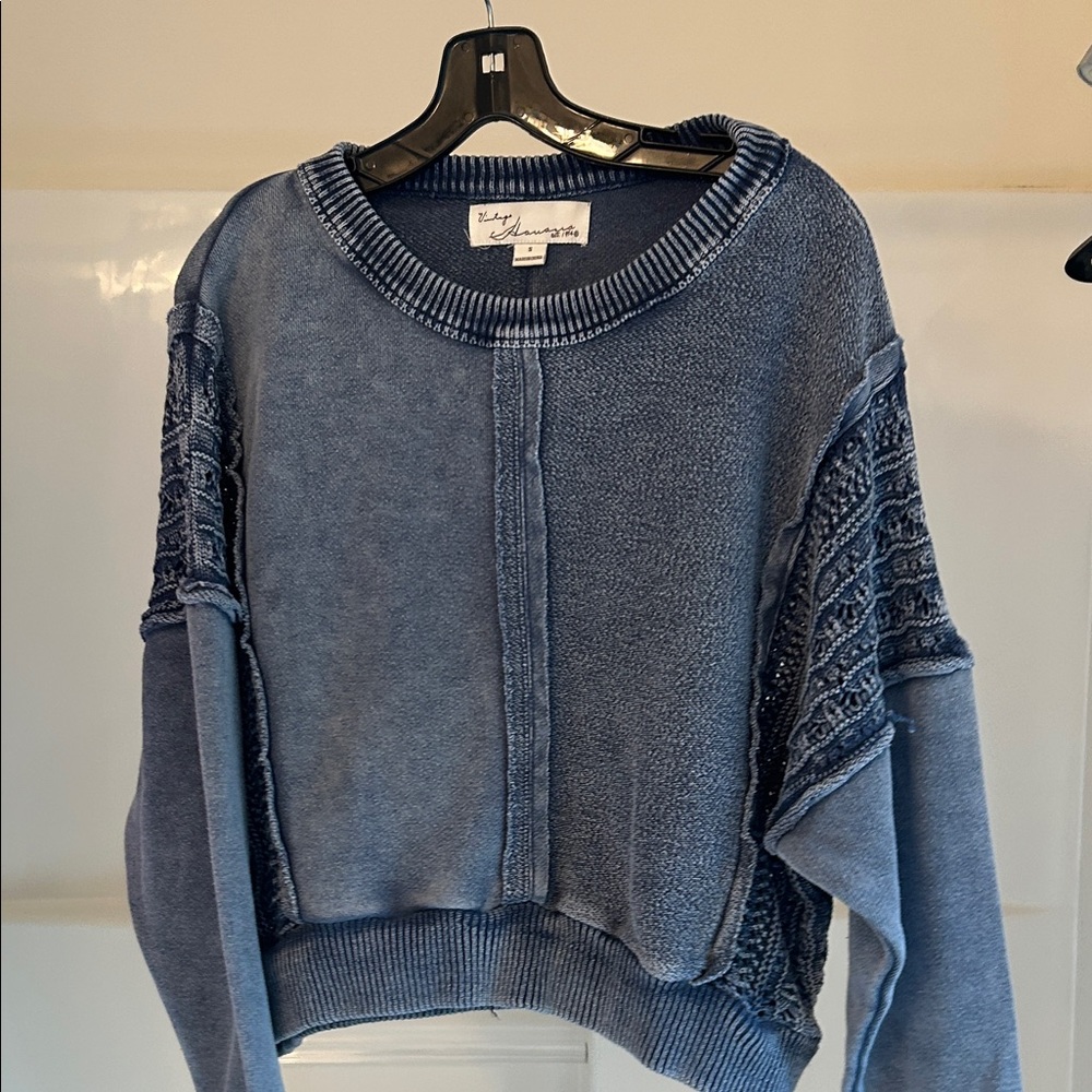 Vintage Blue Textured Women's Sweater